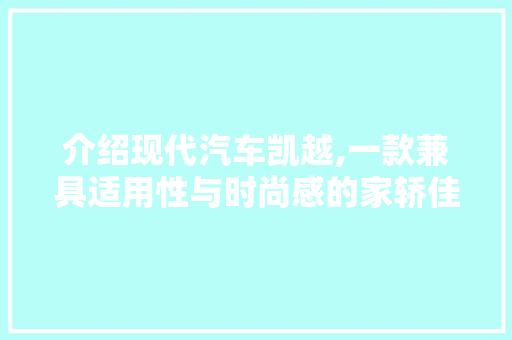 介绍现代汽车凯越,一款兼具适用性与时尚感的家轿佳作