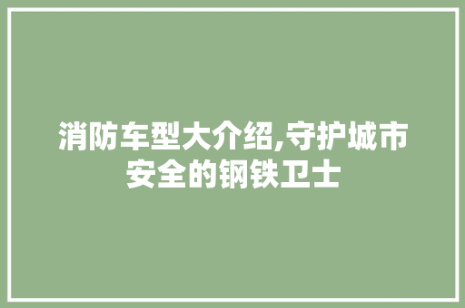 消防车型大介绍,守护城市安全的钢铁卫士