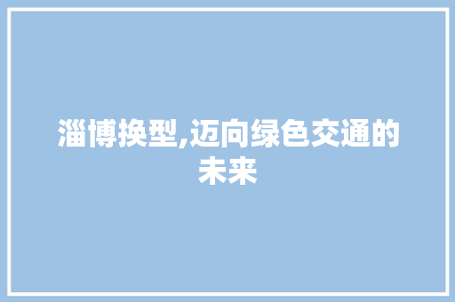 淄博换型,迈向绿色交通的未来