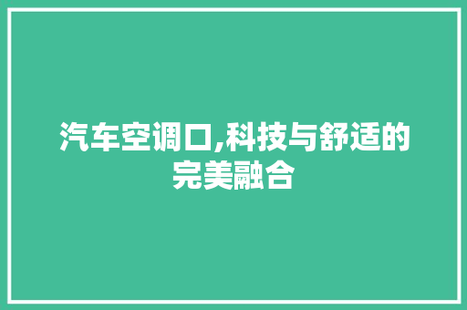 汽车空调口,科技与舒适的完美融合