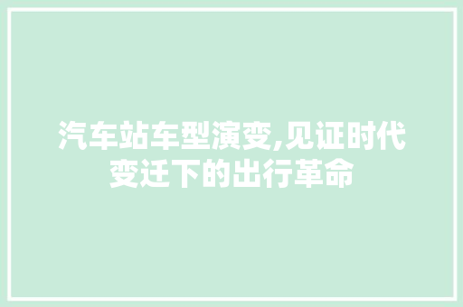 汽车站车型演变,见证时代变迁下的出行革命