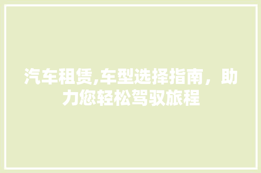 汽车租赁,车型选择指南，助力您轻松驾驭旅程