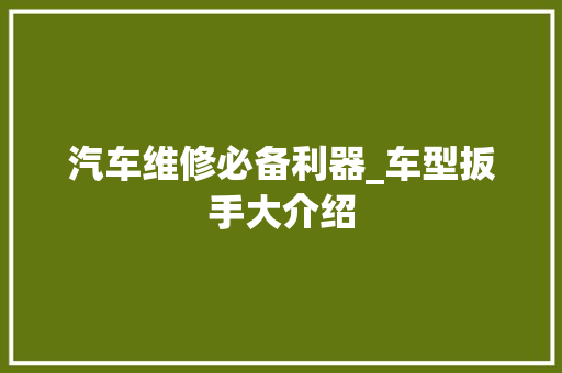 汽车维修必备利器_车型扳手大介绍