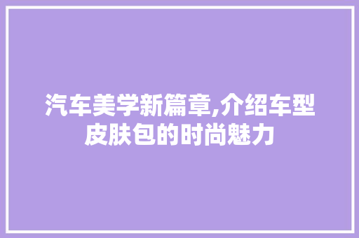 汽车美学新篇章,介绍车型皮肤包的时尚魅力