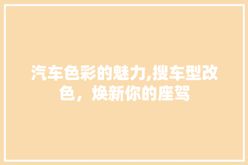 汽车色彩的魅力,搜车型改色，焕新你的座驾