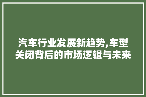 汽车行业发展新趋势,车型关闭背后的市场逻辑与未来展望