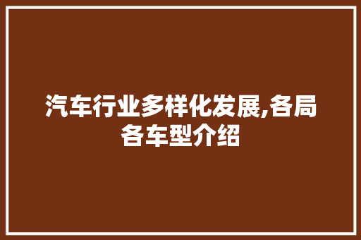 汽车行业多样化发展,各局各车型介绍