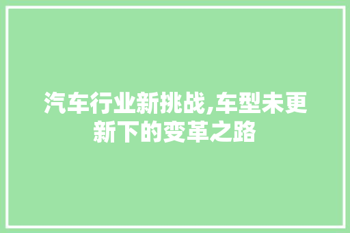 汽车行业新挑战,车型未更新下的变革之路