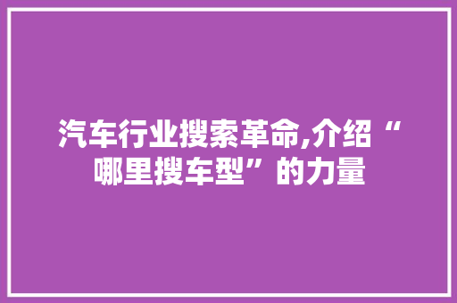 汽车行业搜索革命,介绍“哪里搜车型”的力量
