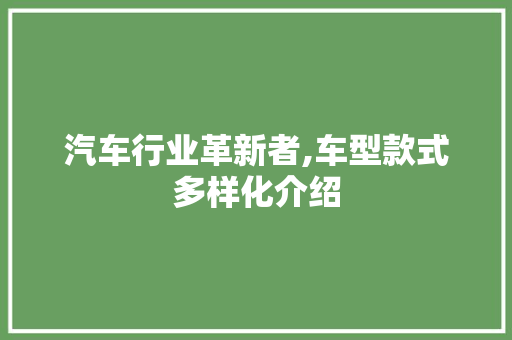 汽车行业革新者,车型款式多样化介绍