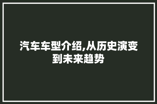 汽车车型介绍,从历史演变到未来趋势