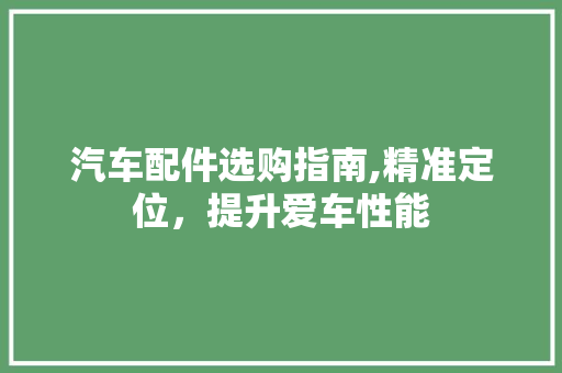 汽车配件选购指南,精准定位，提升爱车性能