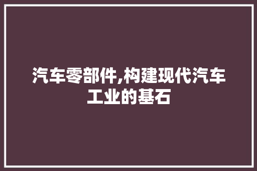汽车零部件,构建现代汽车工业的基石