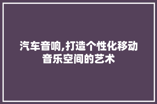 汽车音响,打造个性化移动音乐空间的艺术