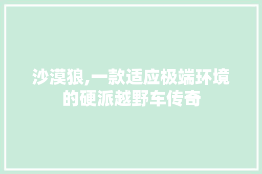 沙漠狼,一款适应极端环境的硬派越野车传奇