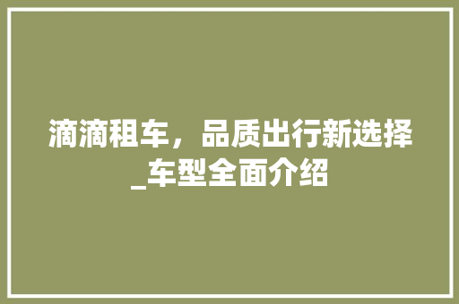滴滴租车，品质出行新选择_车型全面介绍