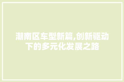 潮南区车型新篇,创新驱动下的多元化发展之路