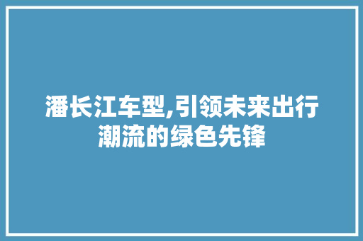 潘长江车型,引领未来出行潮流的绿色先锋 新能源汽车