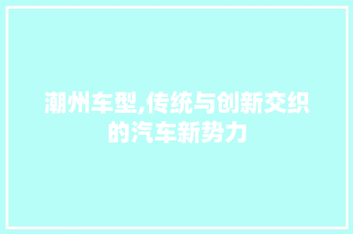 潮州车型,传统与创新交织的汽车新势力