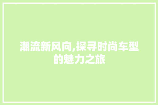 潮流新风向,探寻时尚车型的魅力之旅