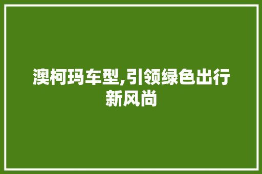 澳柯玛车型,引领绿色出行新风尚 变速箱配件