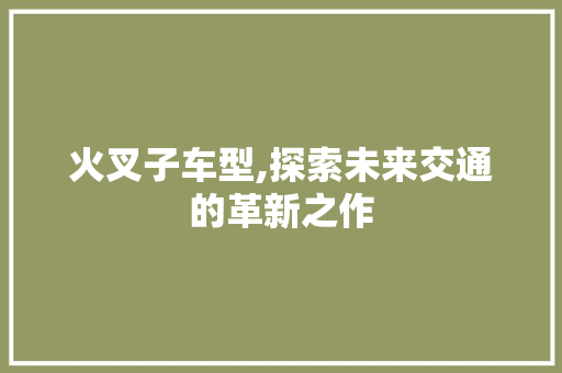 火叉子车型,探索未来交通的革新之作