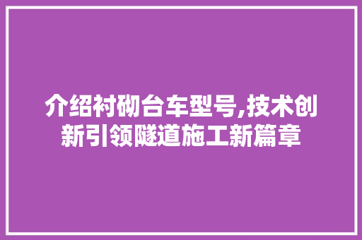 介绍衬砌台车型号,技术创新引领隧道施工新篇章