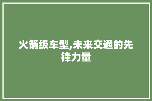 火箭级车型,未来交通的先锋力量