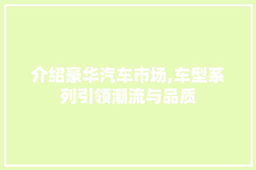 介绍豪华汽车市场,车型系列引领潮流与品质