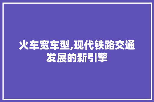 火车宽车型,现代铁路交通发展的新引擎