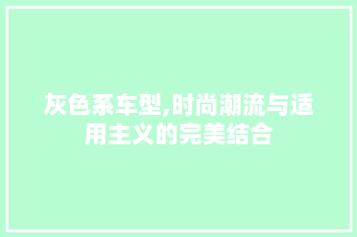 灰色系车型,时尚潮流与适用主义的完美结合