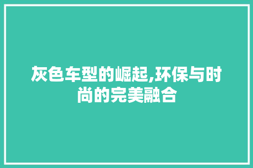 灰色车型的崛起,环保与时尚的完美融合