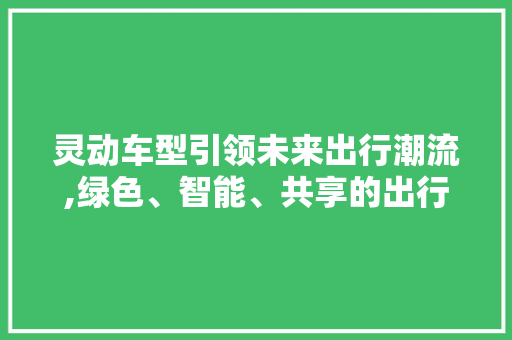 灵动车型引领未来出行潮流,绿色、智能、共享的出行新时代