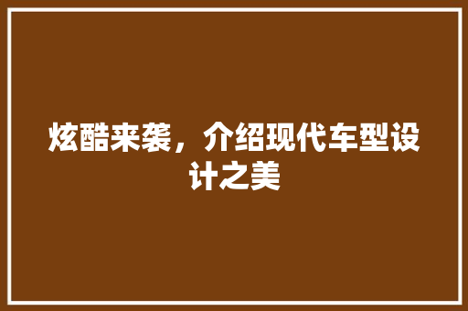 炫酷来袭，介绍现代车型设计之美