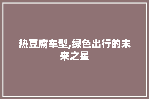 热豆腐车型,绿色出行的未来之星 发动机配件