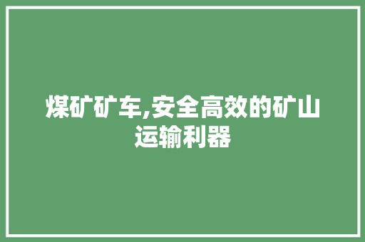煤矿矿车,安全高效的矿山运输利器
