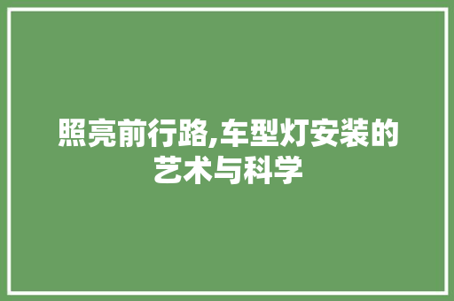 照亮前行路,车型灯安装的艺术与科学 汽车配件