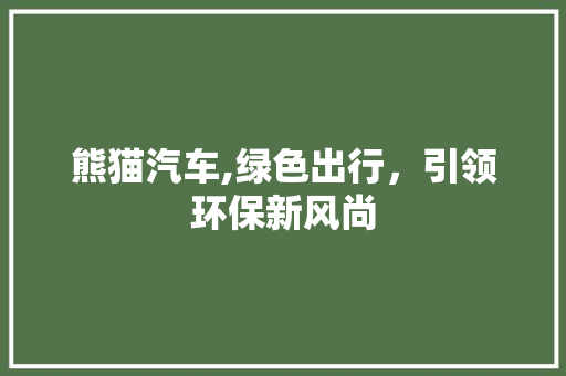 熊猫汽车,绿色出行，引领环保新风尚