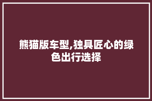 熊猫版车型,独具匠心的绿色出行选择