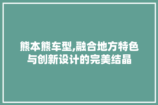 熊本熊车型,融合地方特色与创新设计的完美结晶