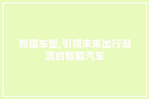 熊猫车型,引领未来出行潮流的智能汽车 汽车配件