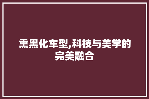 熏黑化车型,科技与美学的完美融合