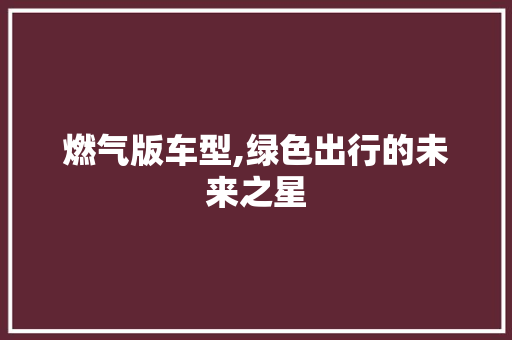 燃气版车型,绿色出行的未来之星