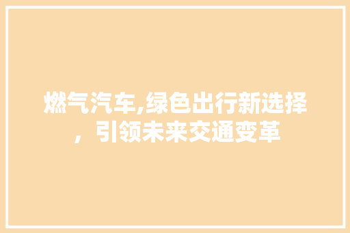 燃气汽车,绿色出行新选择，引领未来交通变革
