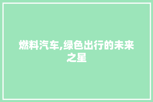 燃料汽车,绿色出行的未来之星
