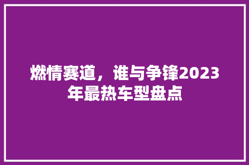 燃情赛道，谁与争锋2023年最热车型盘点 新能源汽车