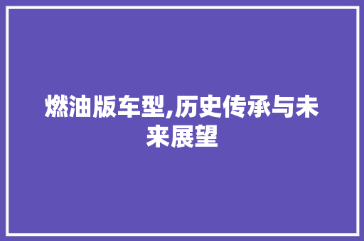 燃油版车型,历史传承与未来展望