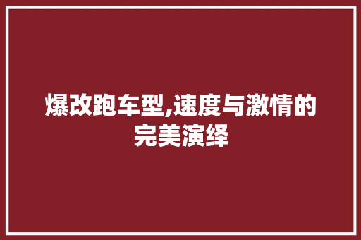 爆改跑车型,速度与激情的完美演绎