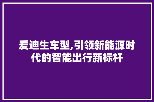 爰迪生车型,引领新能源时代的智能出行新标杆