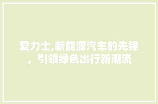 爱力士,新能源汽车的先锋，引领绿色出行新潮流